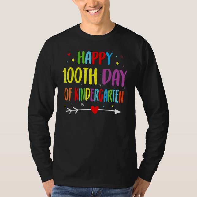 T-shirt 100 Days Of Kindergarten - Happy 100th Day Of Scho (Devant)