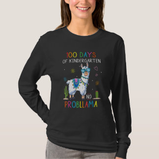 T-shirt 100 Days Of Kindergarten No Probllama Funny Llama 