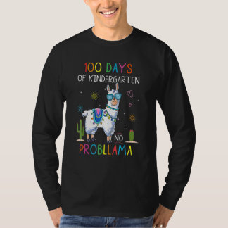 T-shirt 100 Days Of Kindergarten No Probllama Funny Llama 