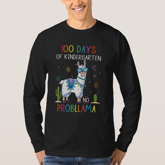 T-shirt 100 Days Of Kindergarten No Probllama Funny Llama  (Devant)