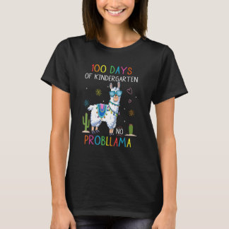 T-shirt 100 Days Of Kindergarten No Probllama Funny Llama 