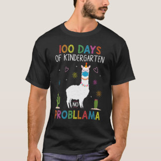 T-shirt 100 Days of Kindergarten No Probllama Llama Mask Q