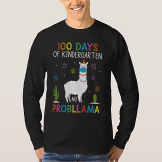 T-shirt 100 Days of Kindergarten No Probllama Llama Mask Q