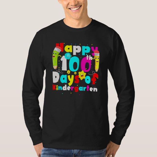 T-shirt 100 Days Of Kindergarten Teacher Student 100 Days  (Devant)
