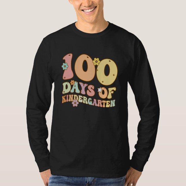 T-shirt 100 Days Of Kindergarten Teacher Student 100th Day (Devant)