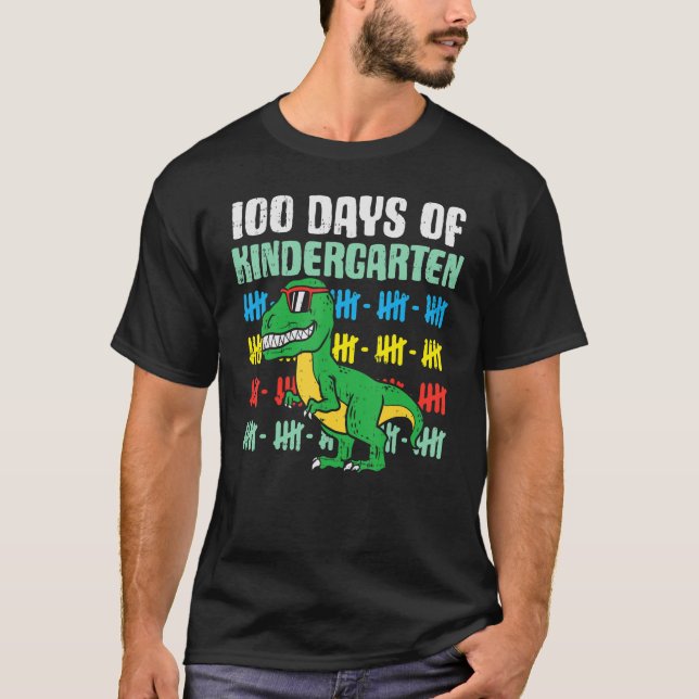 T-shirt 100 Days Of Kindergarten Trex Dinosaur 100th Day S (Devant)