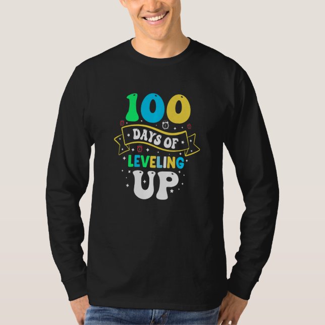 T-shirt 100 Days Of Leveling Up  100 Days Of School (Devant)