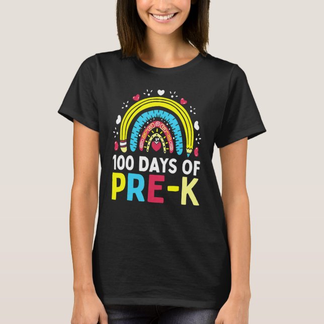 T-shirt 100 Days Of Pre K Happy 100th Day Of School Teache (Devant)