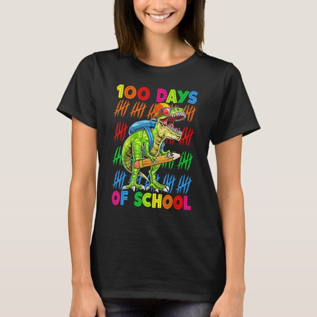 T-shirt 100 Days Of School 100th Day Dinosaur Trex Pencil (Devant)