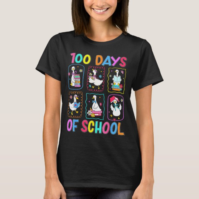 T-shirt 100 Days Of School 100th Day Funny Goose Boys Girl (Devant)