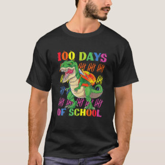 T-shirt 100 Days Of School 100Th Day T Rex Dino Saurus