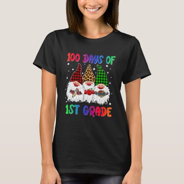 T-shirt 100 Days Of School 1st Grade Gnome Costume Women M (Devant)