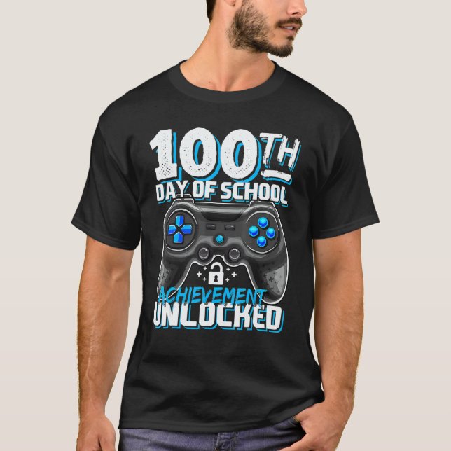 T-shirt 100 Days of School Achievement Unlocked Video Game (Devant)