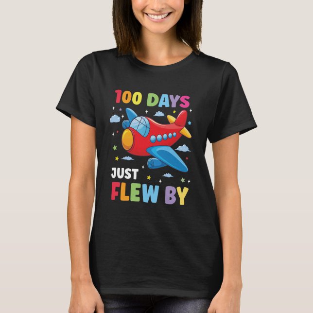 T-shirt 100 Days of School Airplane 100th Day of School Bo (Devant)