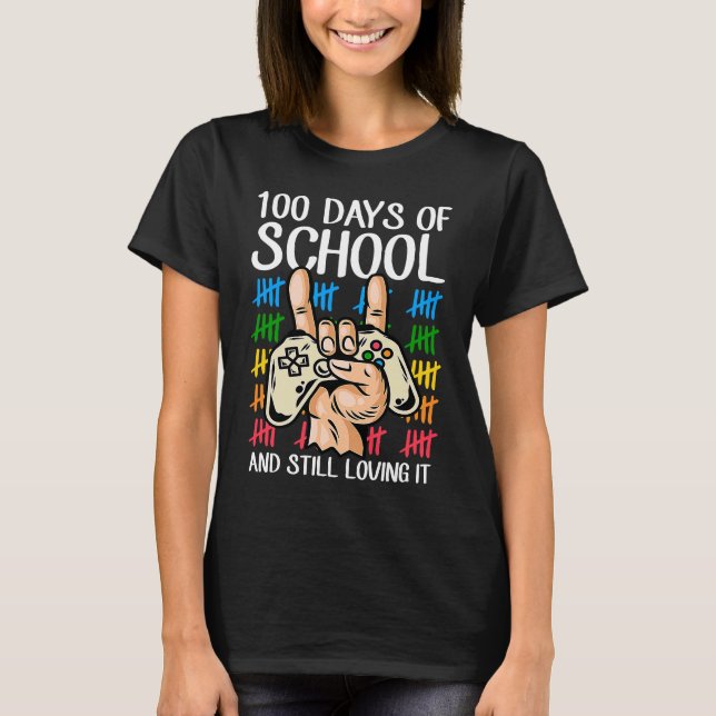 T-shirt 100 Days Of School And Still Loving It Tallies Vid (Devant)