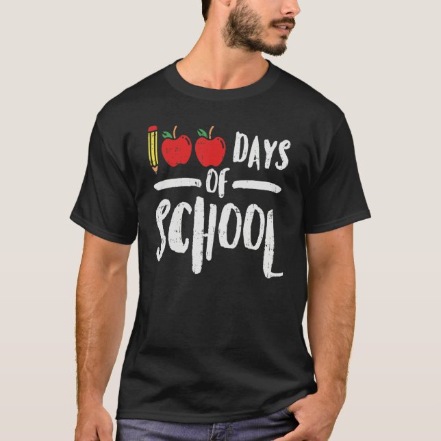 T-shirt 100 Days Of School Apple Shirt 100th Day Teacher P (Devant)
