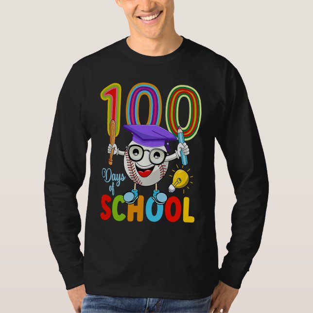 T-shirt 100 Days Of School Baseball 100th Day  Kids Teache (Devant)