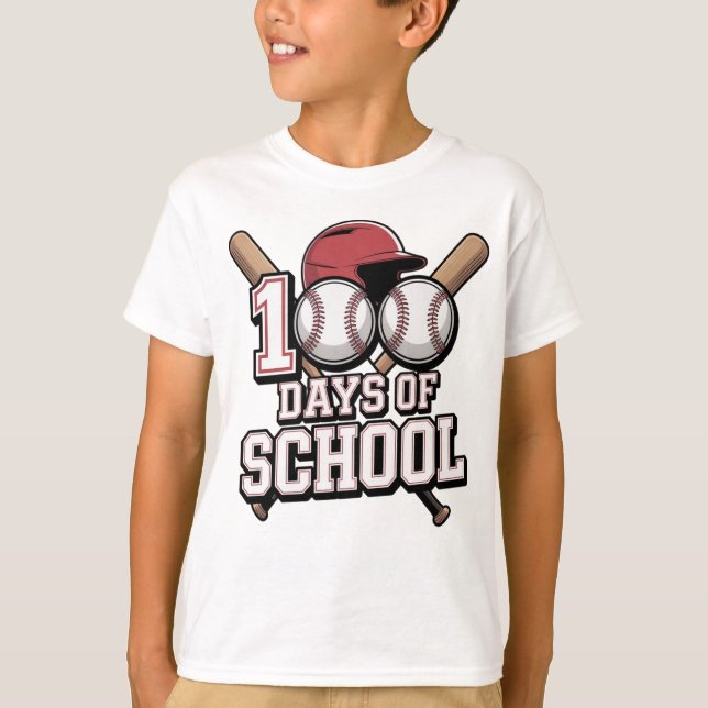 T-shirt 100 Days of School Baseball Sports Theme (Devant)