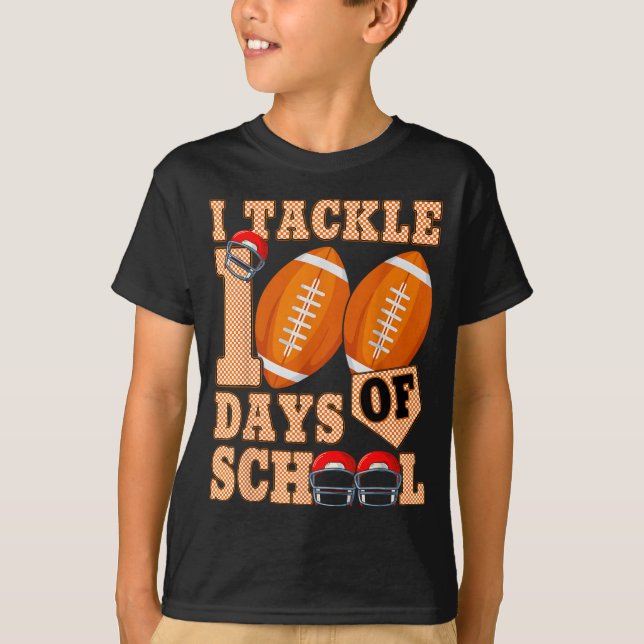 T-shirt 100 Days Of School Boys 100th Day Of School Footba (Devant)