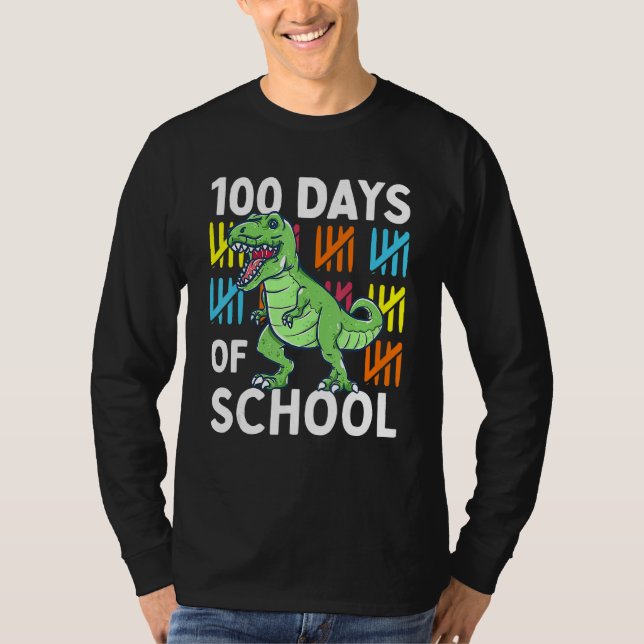 T-shirt 100 Days Of School Boys Dinosaur 100th Day Dino (Devant)