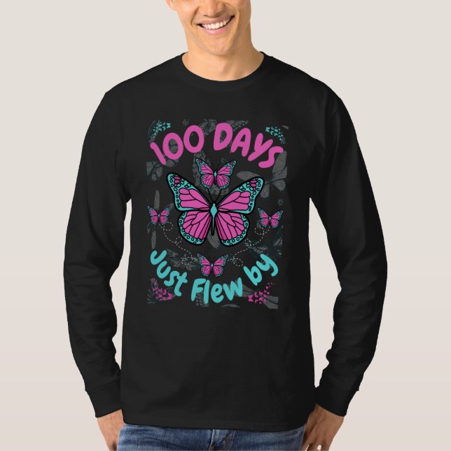 T-shirt 100 Days of School Butterfly Girls 100 Days Just F (Devant)