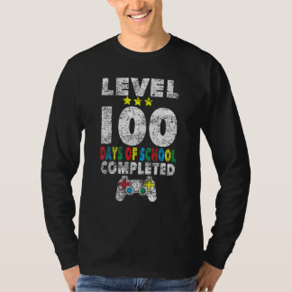 T-shirt 100 Days of School Completed Gamer  Boy Level Up G