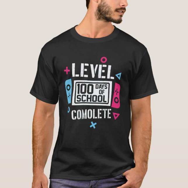 T-shirt 100 Days Of School Completed Gamer Boys 100th Day  (Devant)