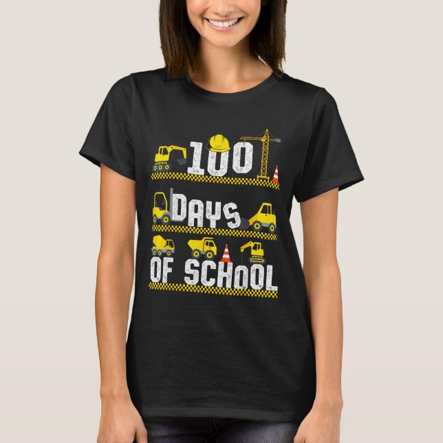 T-shirt 100 Days Of School Construction Truck 100th Day Bo (Devant)