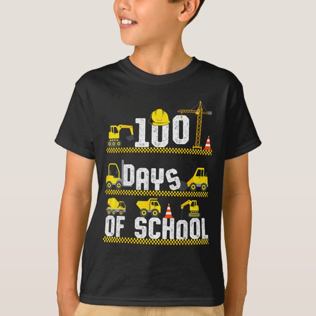 T-shirt 100 Days Of School Construction Truck 100th Day Bo (Devant)
