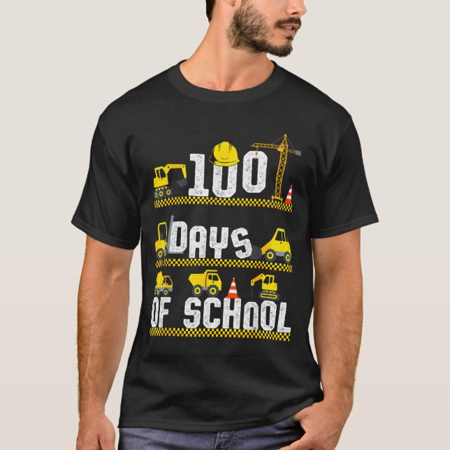 T-shirt 100 Days Of School Construction Truck 100th Day Bo (Devant)