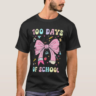 T-shirt 100 Days of School Coquette Pink Bow Pencil Girls 