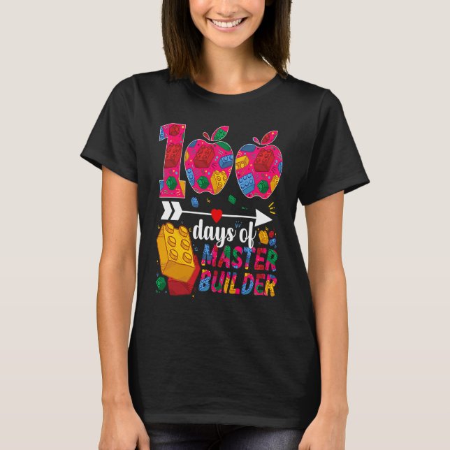 T-shirt 100 Days of School Cute Toy Build Bricks Teacher S (Devant)