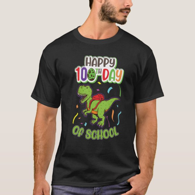 T-shirt 100 Days of School Dinosaur Elementary School Stud (Devant)