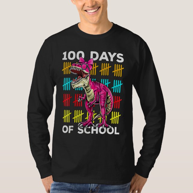 T-shirt 100 Days Of School Dinosaur Rex Dino Kids Boys 100 (Devant)