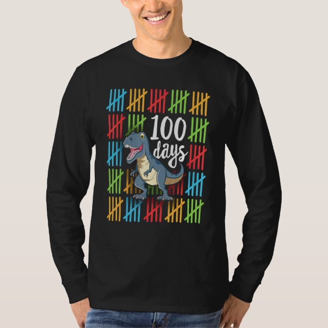 T-shirt 100 Days of School Dinosaur T-Rex Dino Kids Boys 1 (Devant)