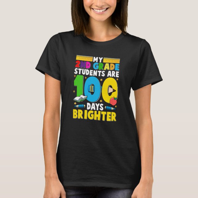 T-shirt 100 Days of School for 2nd Grade Teacher (Devant)