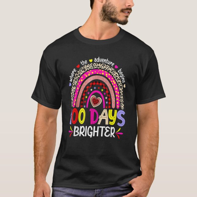 T-shirt 100 Days Of School For Brighter Teacher Rainbow Le (Devant)