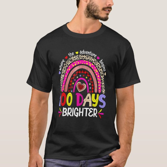 T-shirt 100 Days Of School For Brighter Teacher Rainbow Le (Devant)
