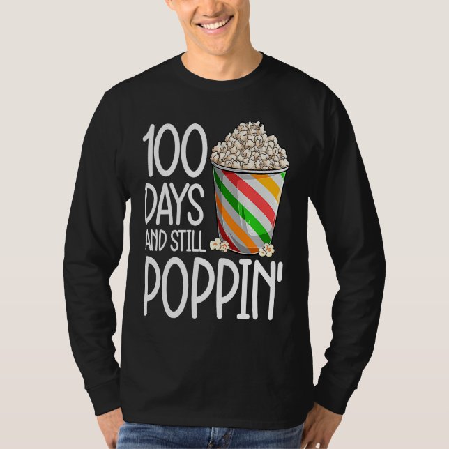 T-shirt 100 Days Of School  For Kids Boys Popcorn (Devant)