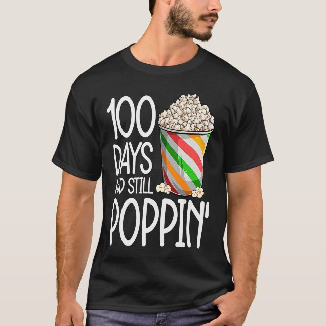 T-shirt 100 Days Of School  For Kids Boys Popcorn (Devant)