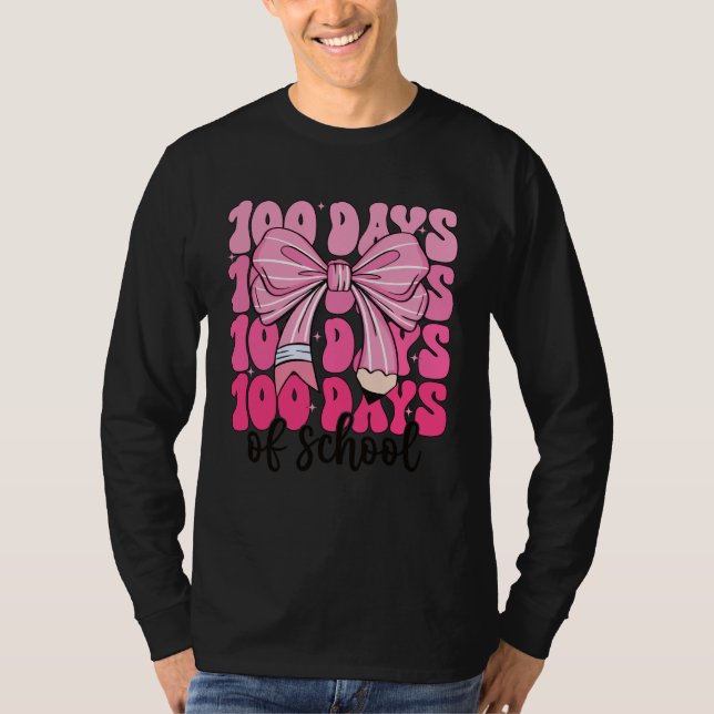 T-shirt 100 Days of School Girls Coquette Bow 100th Day of (Devant)