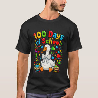 T-shirt 100 Days of School Goose Funny Goose 100 Days Kids