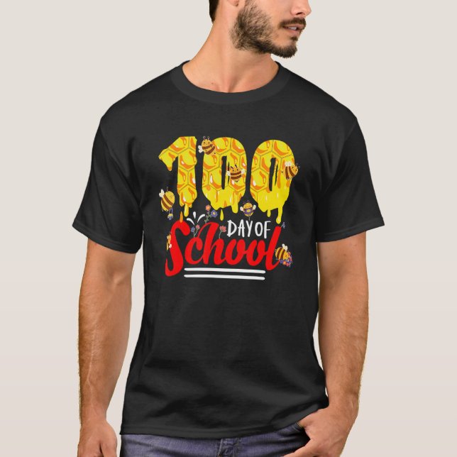 T-shirt 100 Days Of School Group Cute Bees Funny Teachers  (Devant)