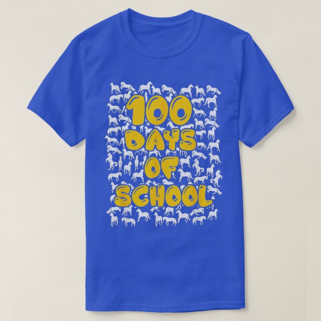 T-shirt 100 Days of School horse mustang mascot (Design devant)