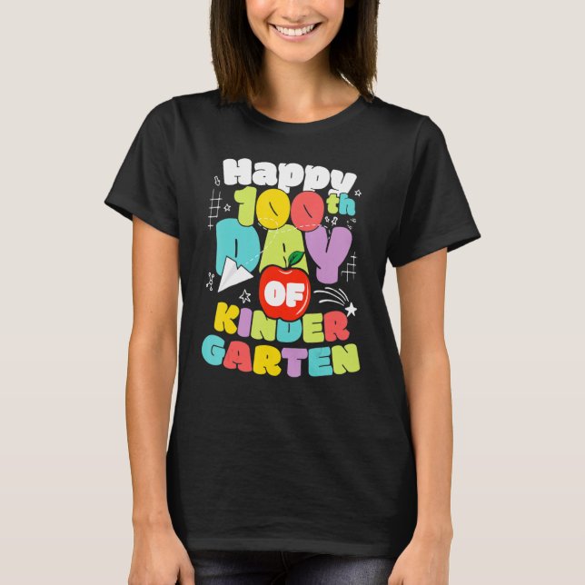 T-shirt 100 Days Of School Kindergarten Brighter Teacher A (Devant)