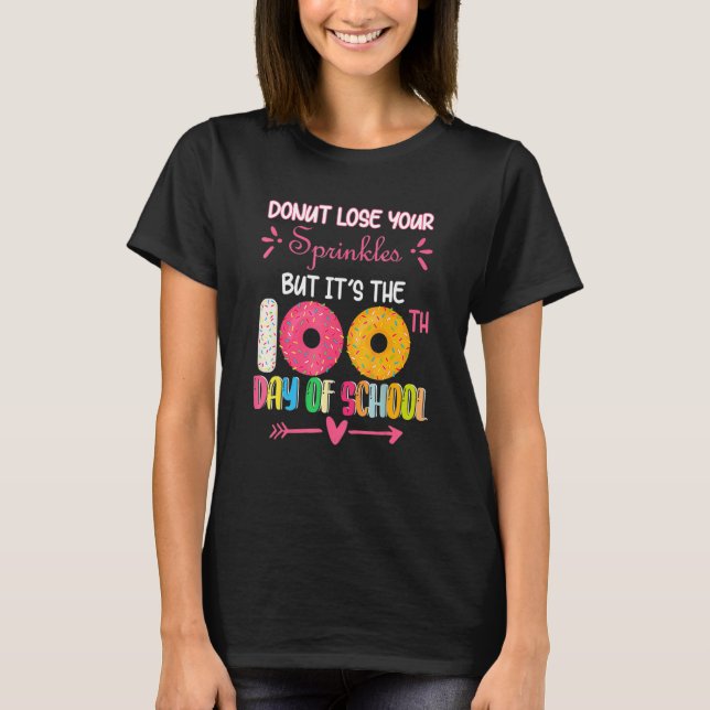 T-shirt 100 Days Of School Kindergarten Donut For Students (Devant)
