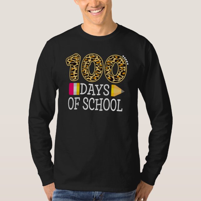 T-shirt 100 Days Of School Leopard Happy 100th Day Of Scho (Devant)