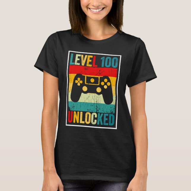 T-shirt 100 Days Of School Level Unlocked Gamer Video Game (Devant)