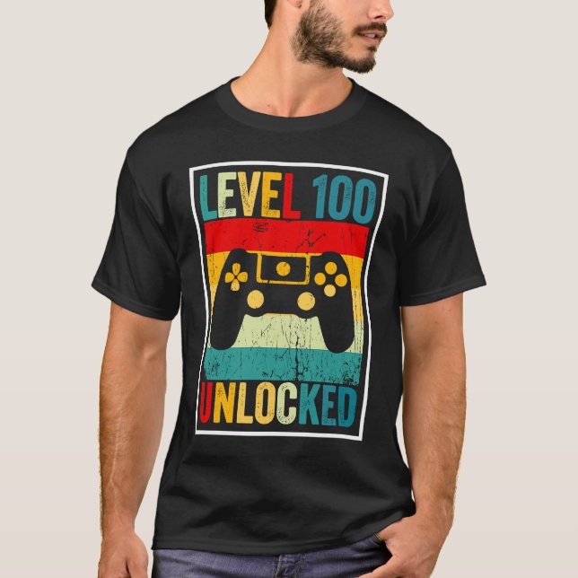 T-shirt 100 Days Of School Level Unlocked Gamer Video Game (Devant)