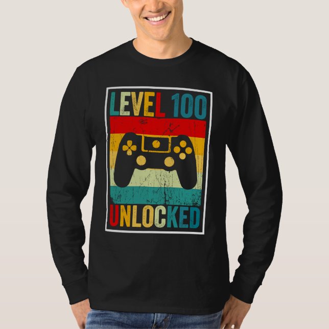 T-shirt 100 Days Of School Level Unlocked Gamer Video Game (Devant)